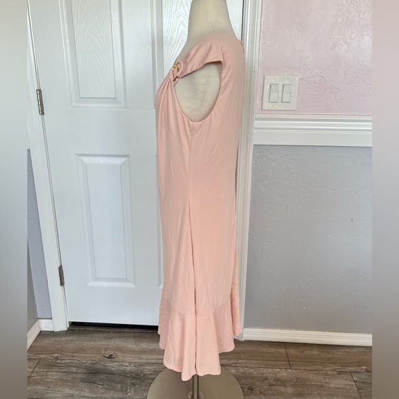 Ralph Lauren Black Label  Pink Dress with Gold Shoulder Accent Ruffled size 10 - Picture 6 of 13